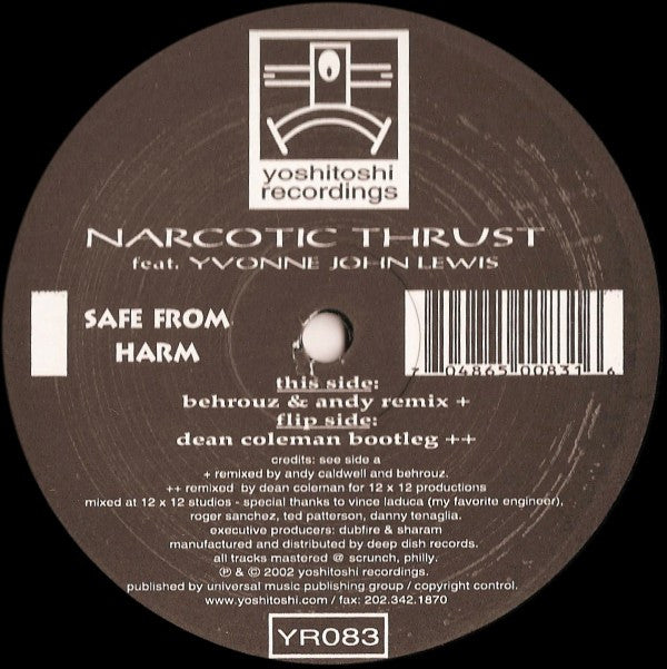 Narcotic Thrust Feat. Yvonne John-Lewis : Safe From Harm (2x12")