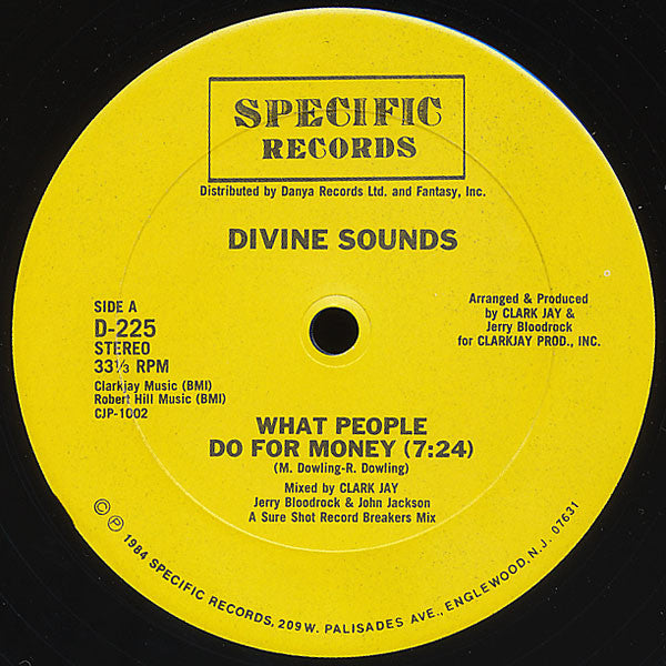 Divine Sounds : What People Do For Money (12")