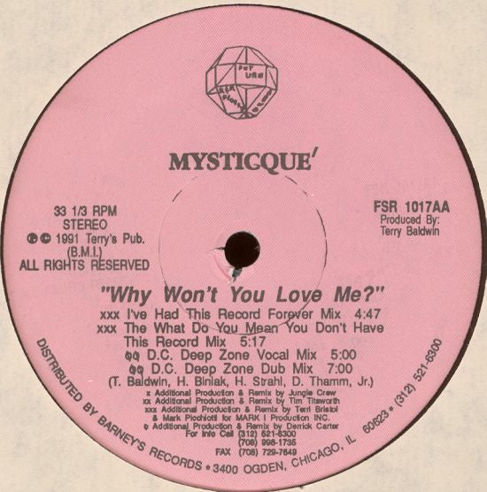 Mysticque' : Why Won't You Love Me? (12")