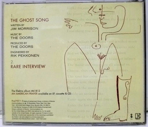 Jim Morrison Music By The Doors : The Ghost Song (CD, Single, Promo)