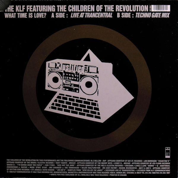 The KLF Featuring The Children Of The Revolution : What Time Is Love? (Live At Trancentral) (12", Gre)