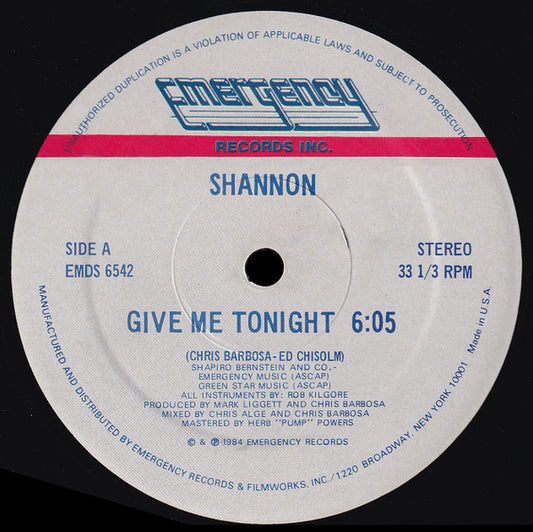 Shannon : Give Me Tonight (12")