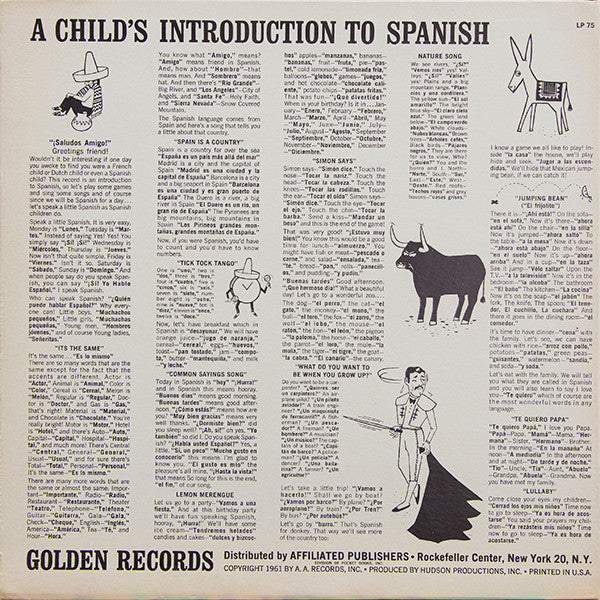 Carlos J. Montalbon* : A Child's Introduction To Spanish (LP)
