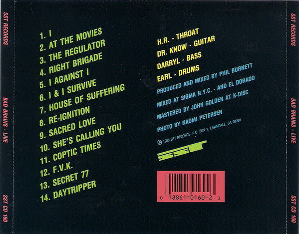 Bad Brains : Live (CD, RE)