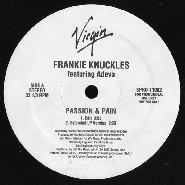 Frankie Knuckles featuring Adeva : Passion & Pain (12", Promo)