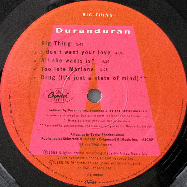 Duranduran* : Big Thing (LP, Album, Spe)