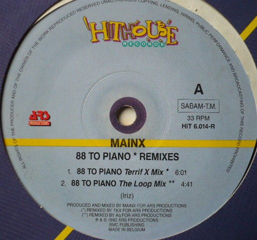 Mainx : 88 To Piano (Remixes) (12")