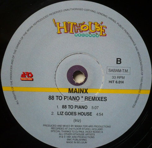 Mainx : 88 To Piano (Remixes) (12")