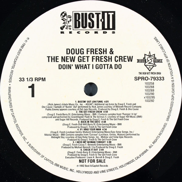 Doug E. Fresh & The New Get Fresh Crew : Doin' What I Gotta Do (LP, Album, Promo)