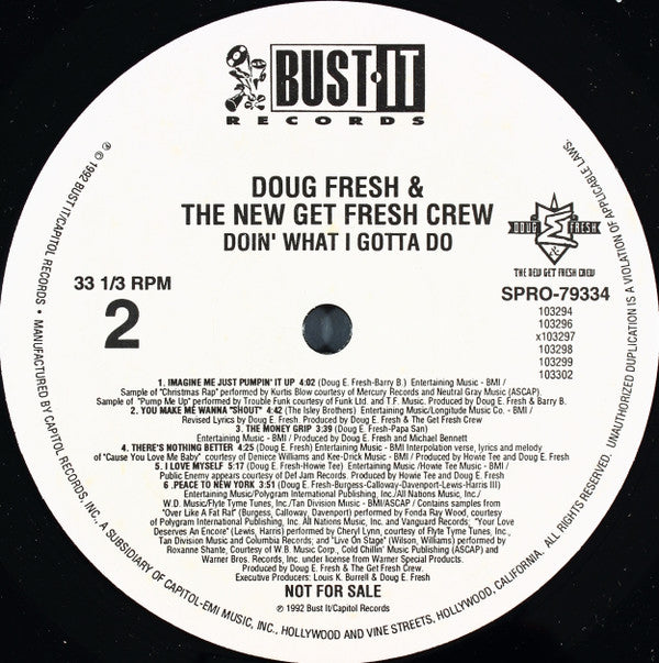 Doug E. Fresh & The New Get Fresh Crew : Doin' What I Gotta Do (LP, Album, Promo)