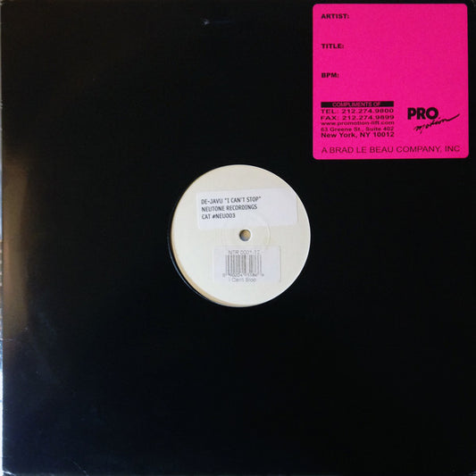 De-Javu : I Can't Stop (12", Promo, W/Lbl)