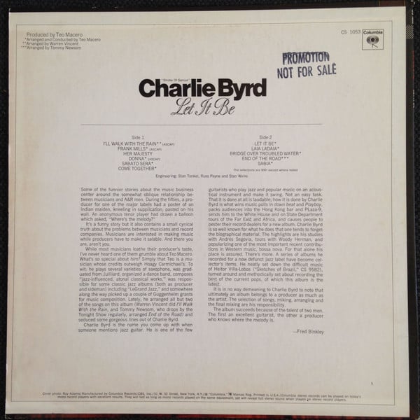 Charlie Byrd : Let It Be (LP, Album, RE, Ter)