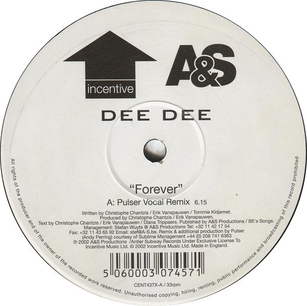 Dee Dee : Forever (The Pulser Remixes) (12")