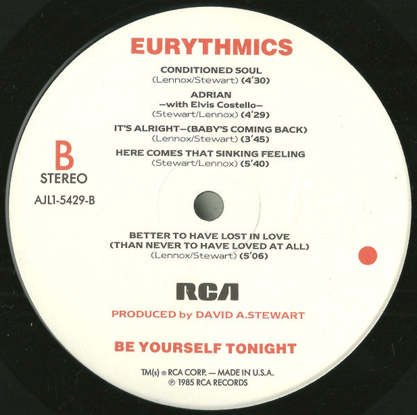 Eurythmics : Be Yourself Tonight (LP, Album, Ind)