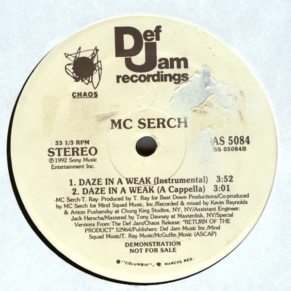 MC Serch : Daze In A Weak (12", Promo)