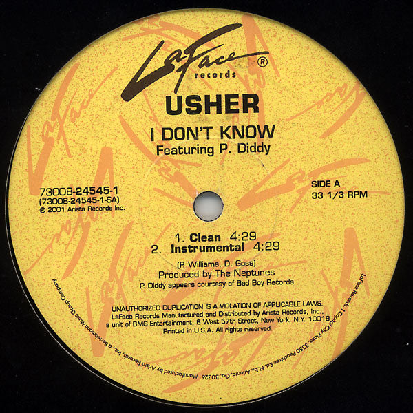 Usher : I Don't Know (12")