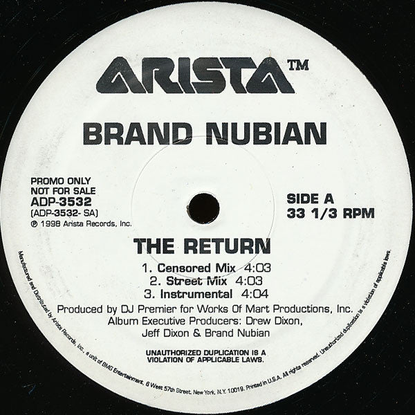 Brand Nubian : The Return / Brand Nubian (12", Promo)