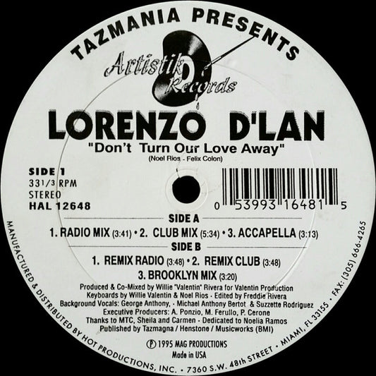 Lorenzo D'Lan : Don't Turn Our Love Away (12")