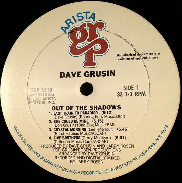 Dave Grusin : Out Of The Shadows (LP, Album, Ter)