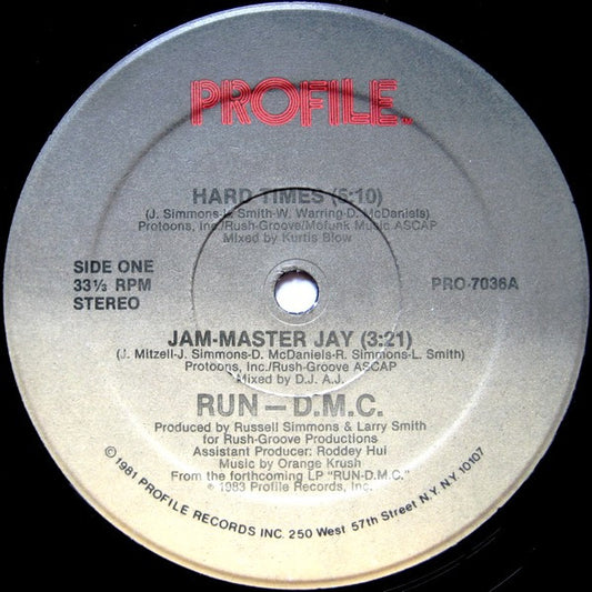 Run-DMC : Hard Times / Jam-Master Jay (12", Single)