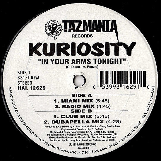 Kuriosity (2) : In Your Arms Tonight (12")