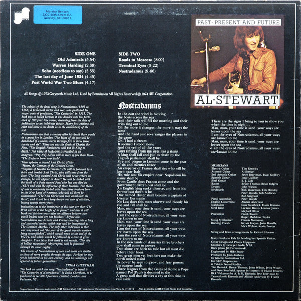 Al Stewart : Past, Present And Future (LP, Album, RP)