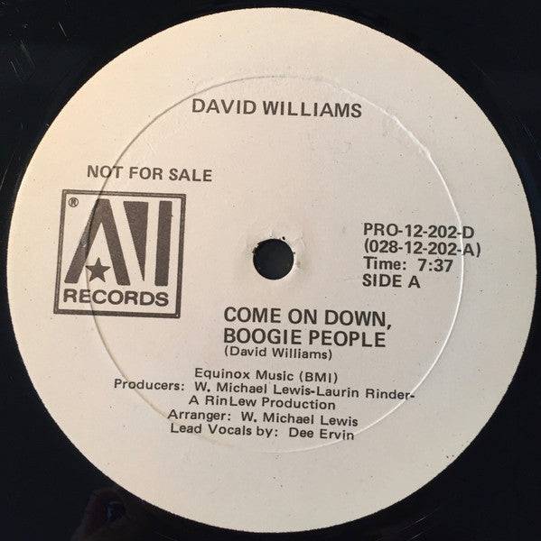 David Williams (2) : Come On Down, Boogie People (12", Promo)