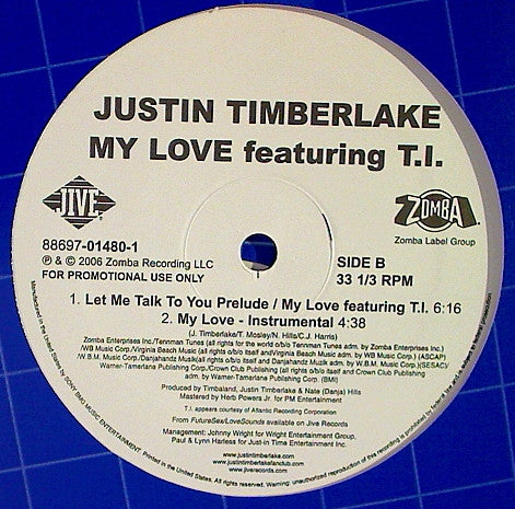 Justin Timberlake : My Love (12", Promo)