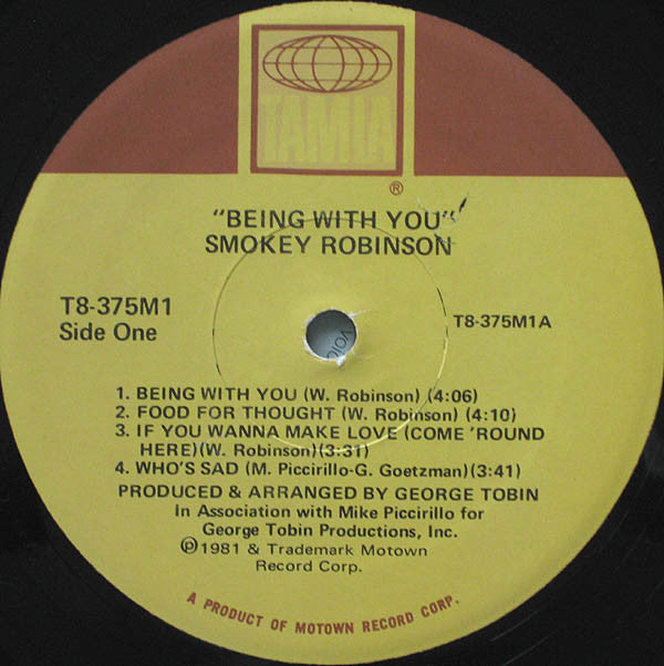 Smokey Robinson : Being With You (LP, Album)