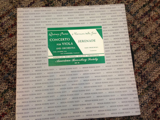 Quincy Porter, Norman Dello Joio : Concerto for Viola and Orchestra/Serenade (LP, Mono)