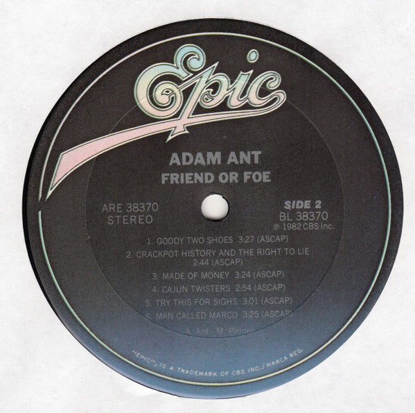 Adam Ant : Friend Or Foe (LP, Album, Ter)