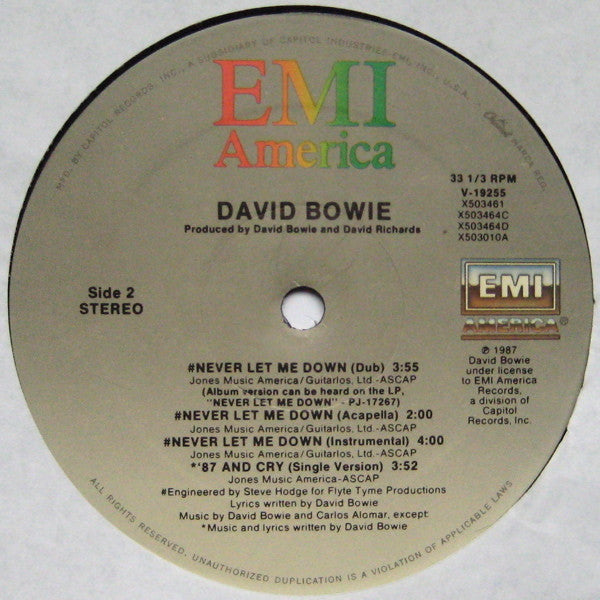 David Bowie : Never Let Me Down (Extended Dance Remix) (12")