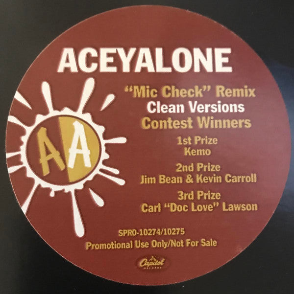 Aceyalone : "Mic Check" Remix Clean Versions Contest Winners (12", Ltd, Promo)