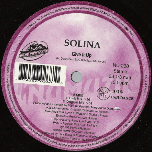 Solina : Give It Up (12", Maxi)