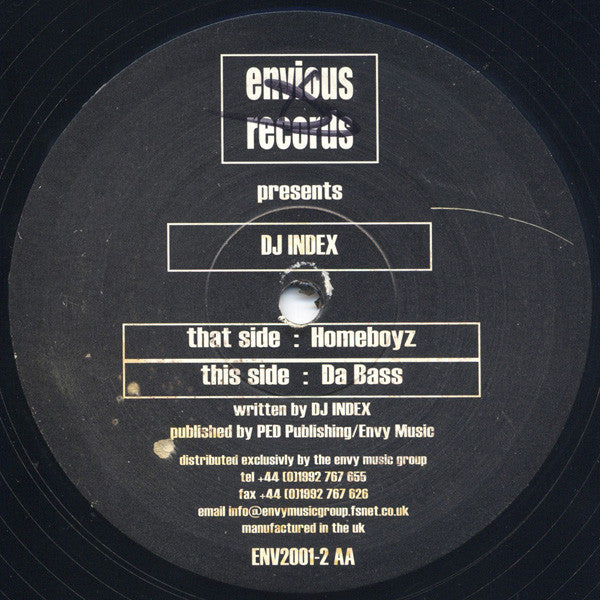 DJ Index : Homeboyz / Da Bass (12")